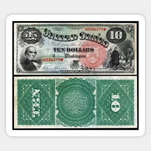 1869 $10 Dollar United States Treasury Note Sticker